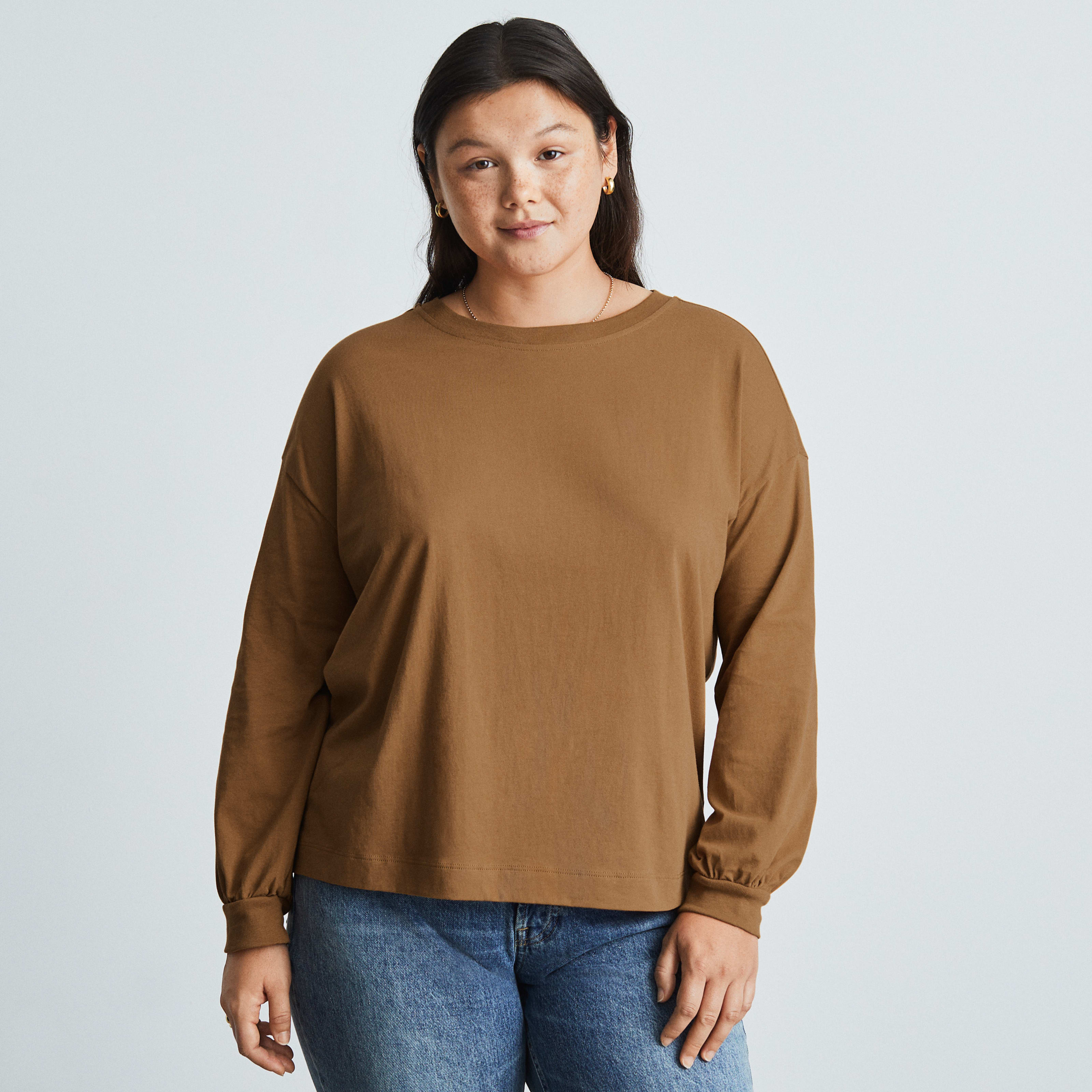 Women's Organic Cotton Oversized Long-Sleeve T-Shirt by Everlane in Brown Sugar, Size XL | Everlane