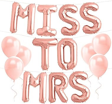xo, Fetti Bachelorette Party Decorations - Miss to Mrs Balloon Kit - Rose Gold - 16" MISS TO MRS ... | Amazon (US)