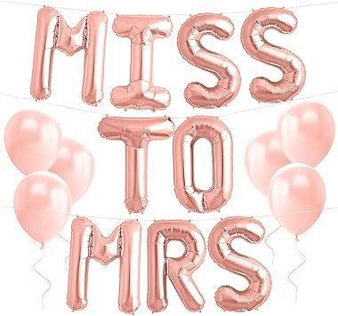 xo, Fetti Bachelorette Party Decorations - Miss to Mrs Balloon Kit - Rose Gold - 16" MISS TO MRS ... | Amazon (US)