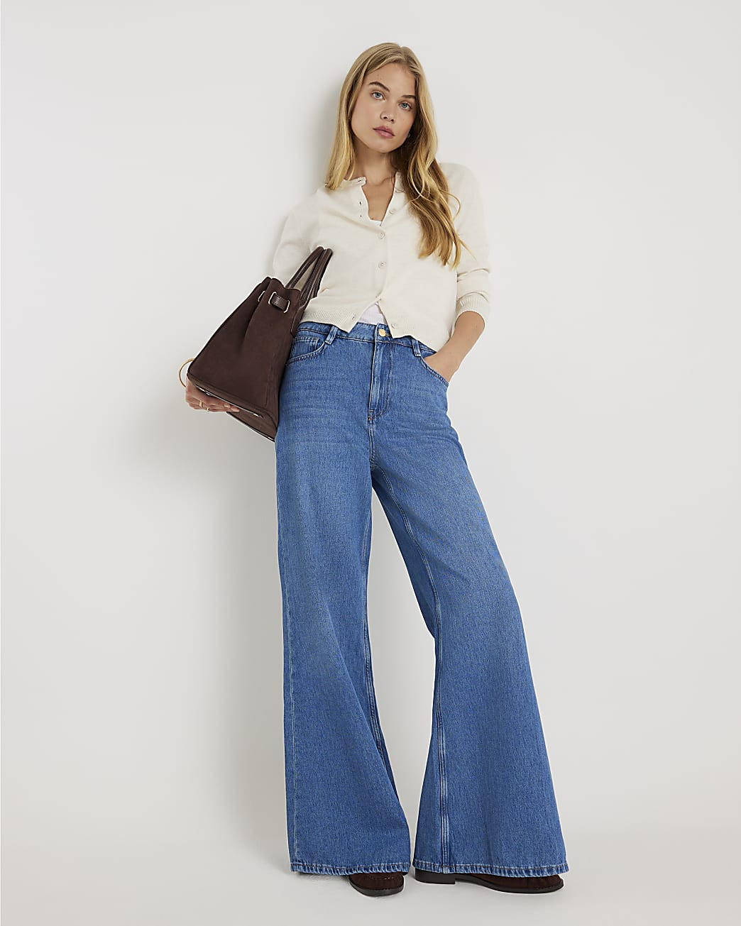 Blue High Rise Wide Leg Jeans | River Island UK & IE