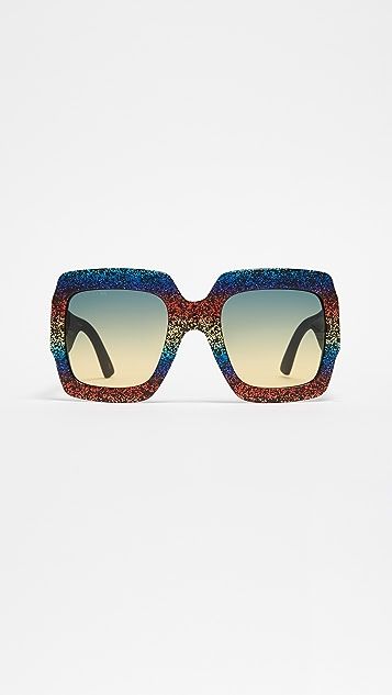 Pop Glitter Iconic Oversized Square Sunglasses | Shopbop