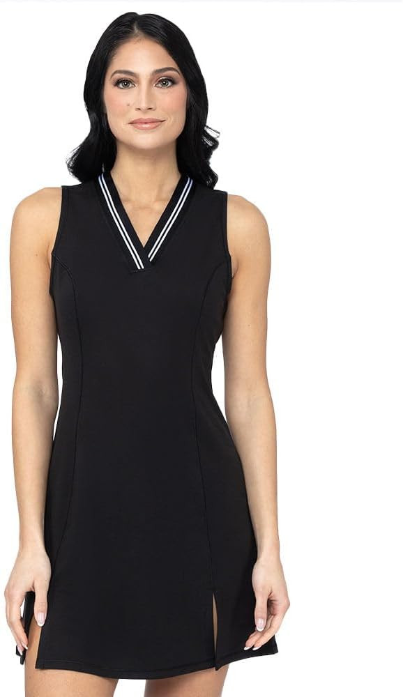 90 Degree By Reflex V-Neck Vest Slit Dress with Contrast Stripe | Amazon (US)