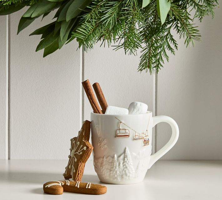 Whistler Chalet Embossed Mugs - Set of 4 | Pottery Barn (US)