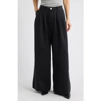 AllSaints Axis Pleated Wide Leg Jeans in Black at Nordstrom, Size 25 | Nordstrom