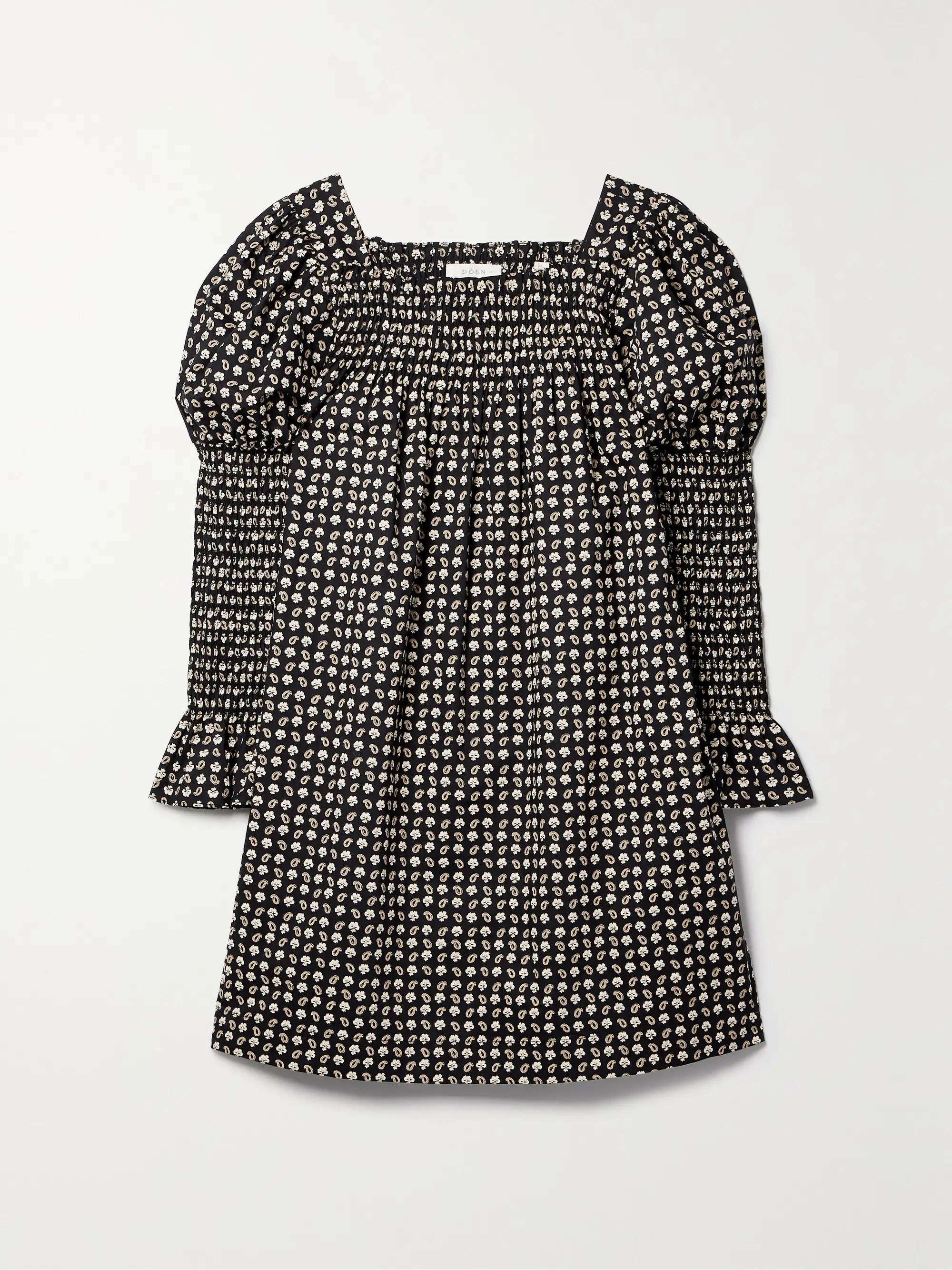 + NET SUSTAIN Sabia shirred floral-print organic cotton-poplin mini dress | NET-A-PORTER (US)