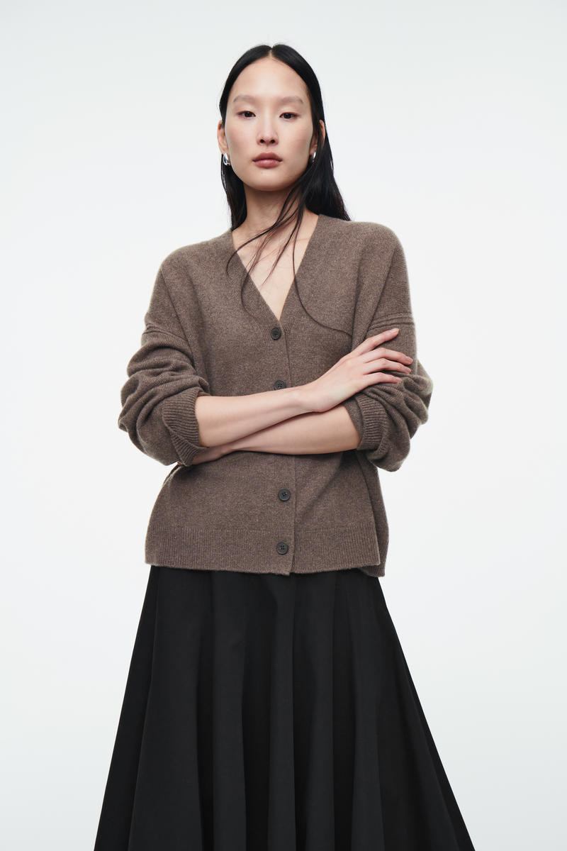 COS Women's Pure Cardigan in Brown | Cashmere | Size: Large | COS (AU)