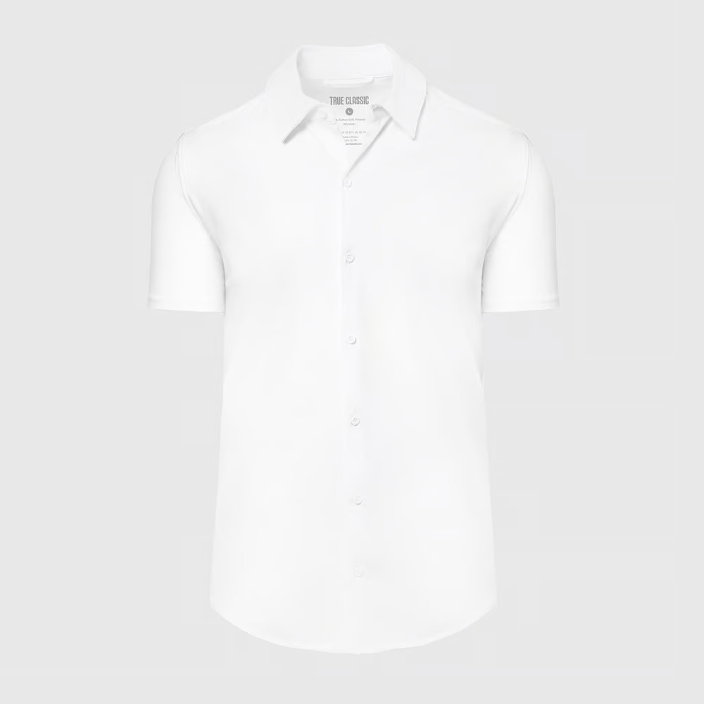 White Short Sleeve Button Up Shirt | True Classic