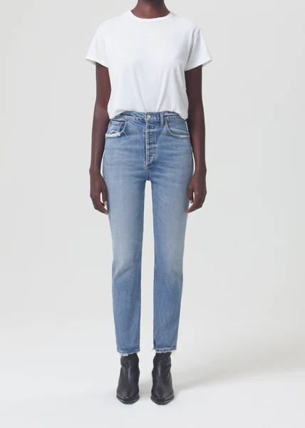 Rena Crew Neck T-Shirt in White | AGOLDE