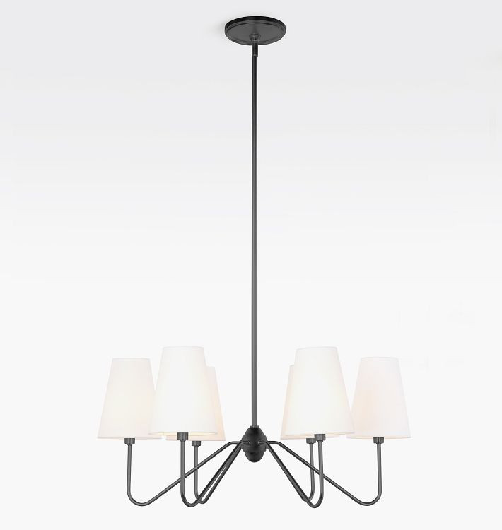 Berkshire 6-Arm Chandelier with Linen Shades | Rejuvenation