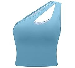 One Shoulder Sports Bra for Women,Medium Support Longline Yoga Bras Workout Tank Tops Running Wea... | Amazon (US)
