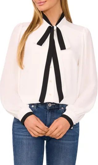 Tie-Neck Button-Up Shirt | Nordstrom