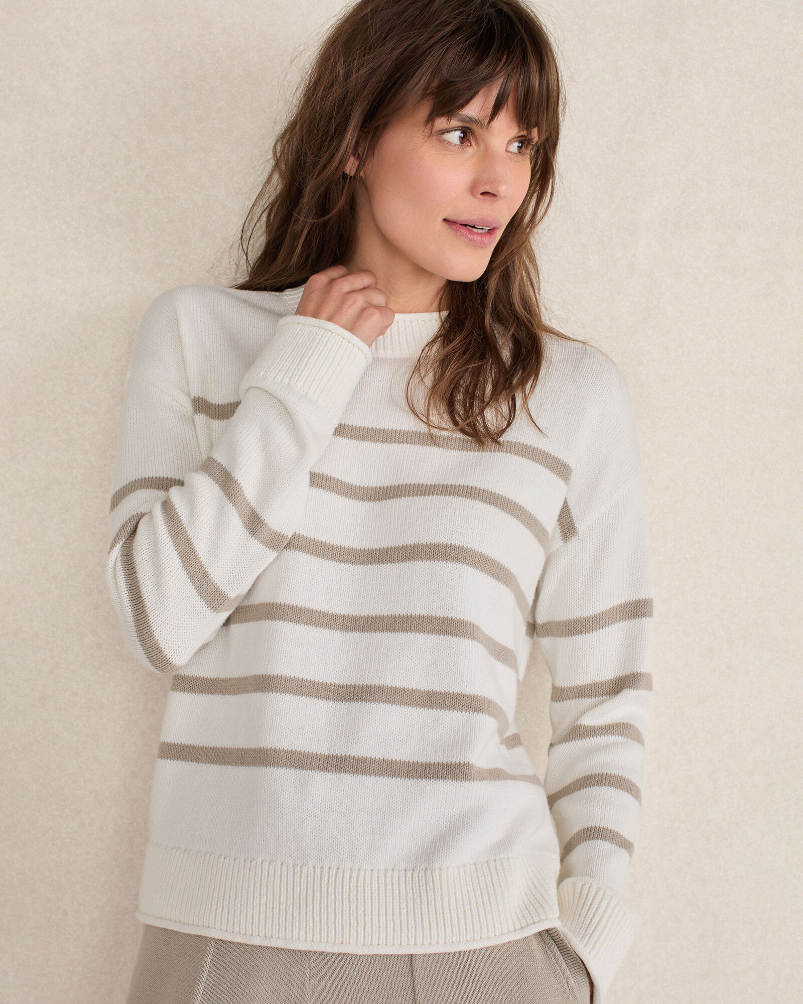 Organic Cotton Stripe Roll Neck Sweater | Haven Well Within