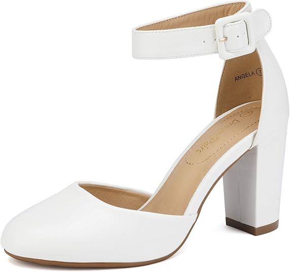DREAM PAIRS Women's High Heel Closed Toe Chunky Wedding Pumps Shoes | Amazon (US)