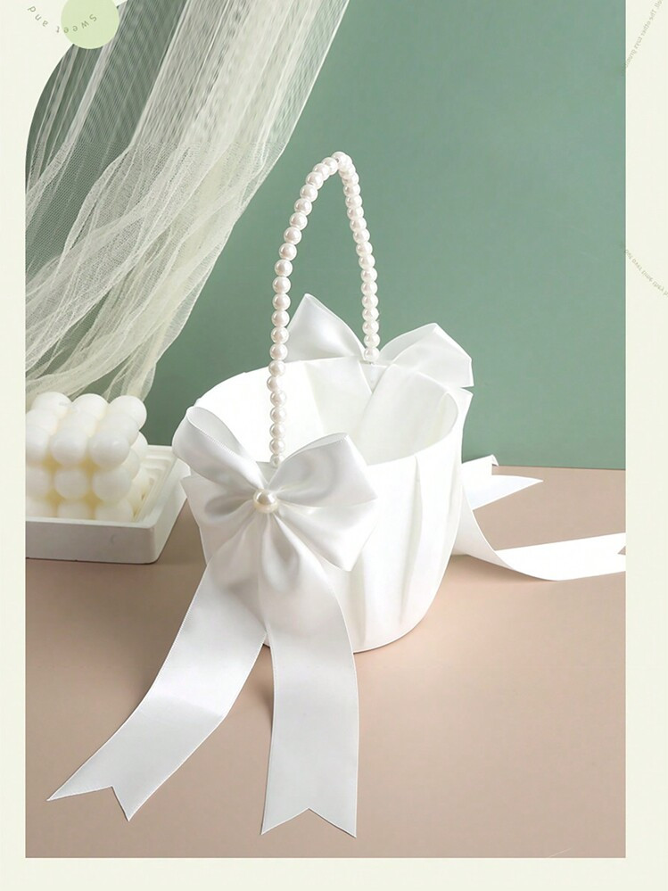 1pc Wedding Faux Pearl Flower Basket, Western Style Wedding Flower Basket For Wedding Festivals,C... | SHEIN