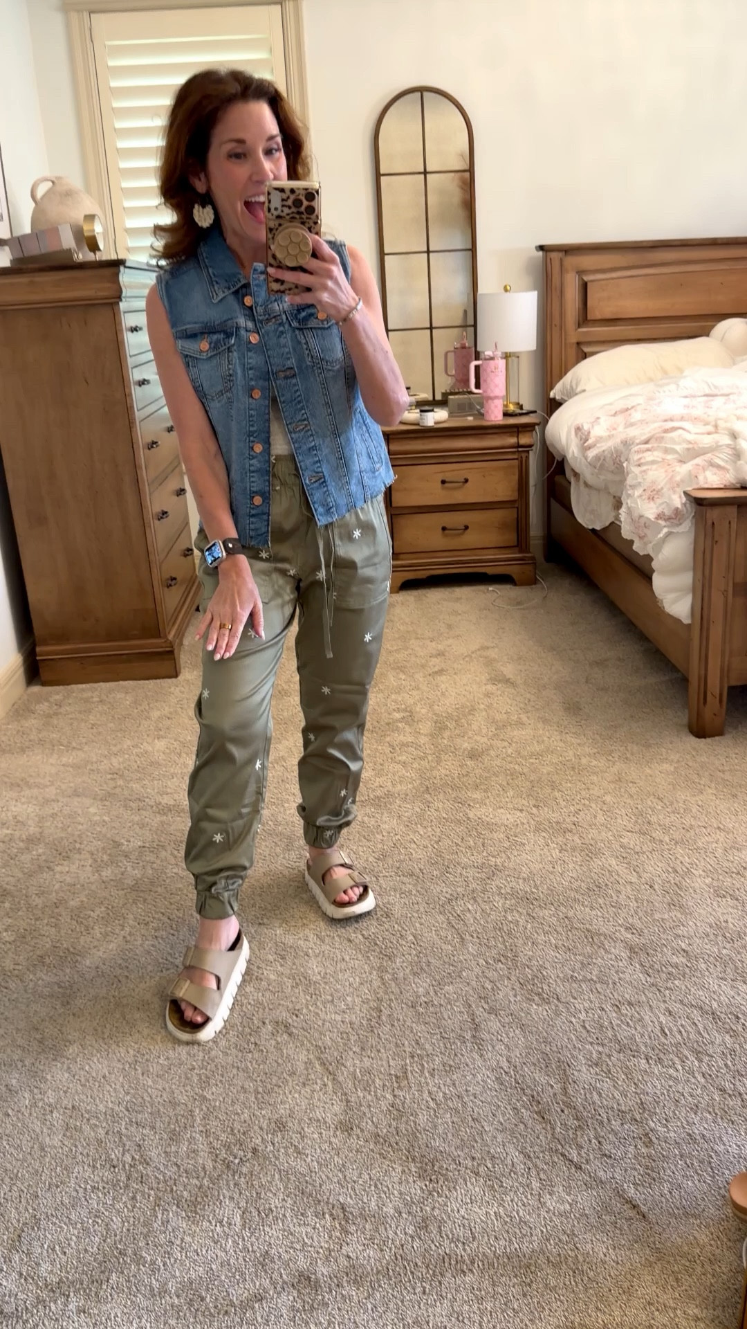 Embroidery Daisy joggers  🌼👖high line tank denim vest paired with my favorite pink platform Birkenstocks 

Wearing an extra small pants, extra small vest and small tank 

Save more with stackable code:LTK10

@Maurices    @HSN 

#LTKootd #LTKOver40 #LTKPetite