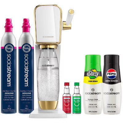 SodaStream Art Gold Soda Maker with Additional Cylinder and Flavors Bundle | Target