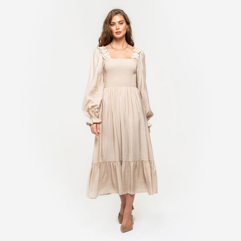 August Sky Women's Ruched Long Sleeve Midi Dress | Target