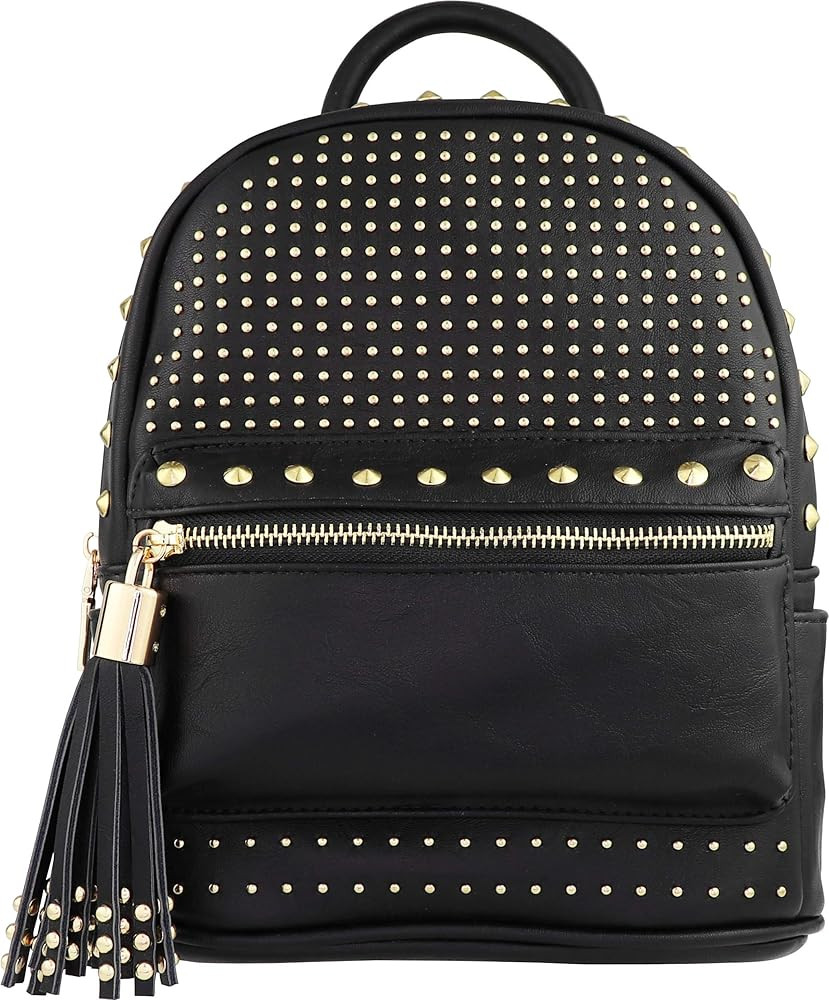 B BRENTANO Vegan Multi-Zipper Top Handle Mini Backpack with Tassel Accents | Amazon (US)