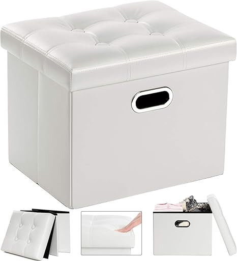 COSYLAND Storage Ottoman 17x13x13in Leather Ottoman Rectangle Foot Rest Foot Stool Folding Ottoma... | Amazon (US)
