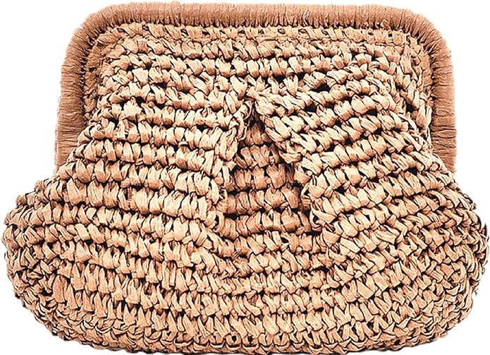 DIHKLCIO Straw Clutch Purses for Women Summer Beach Woven Bag Purse 2025 Cloud Dumpling Pouch Cro... | Amazon (US)