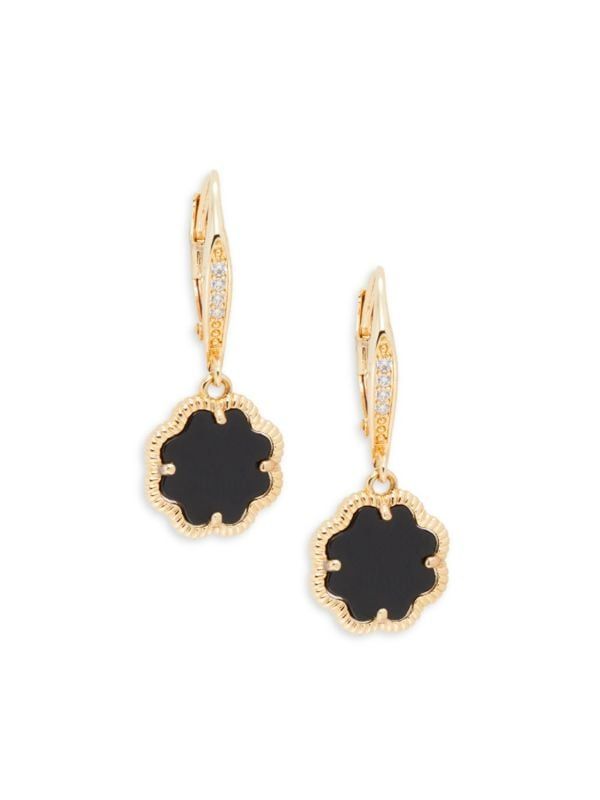 14K Yellow Goldplated & Black Mother-Of-Pearl Clover Earrings | Saks Fifth Avenue OFF 5TH