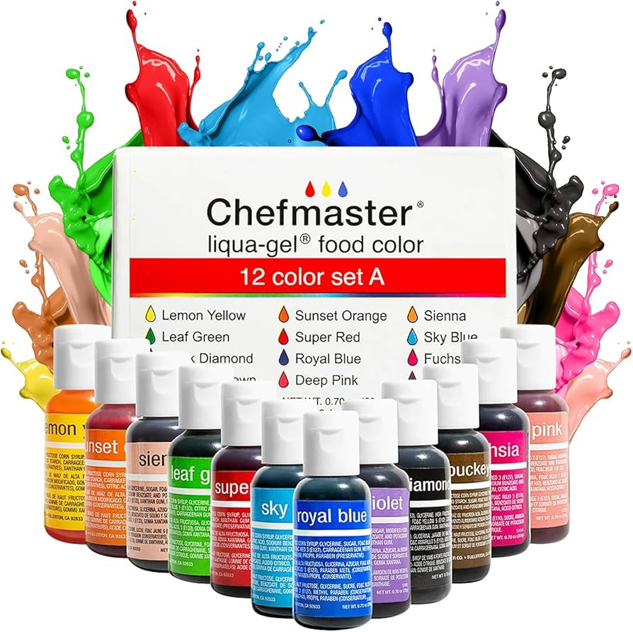 Chefmaster - Liqua-Gel Food Coloring - Fade Resistant Food Coloring - 12 Pack - Vibrant, Eye-Catc... | Amazon (US)