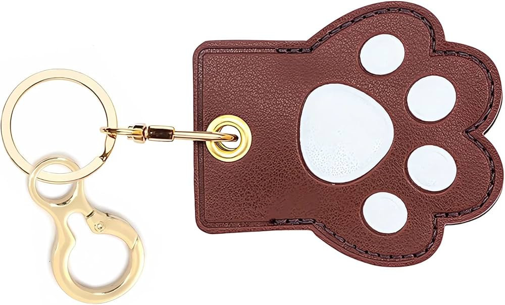 Leather Keychain Holder Case Compatible with Apple AirTag, Cute Protective Air Tag Cover with Key... | Amazon (US)