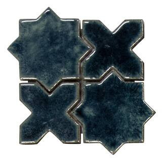 Star and Cross Blue 6 in. x 6 in. Glossy Terracotta Look Ceramic Wall Mosaic Tile Sample (0.25 sq. ft. /Case) | The Home Depot