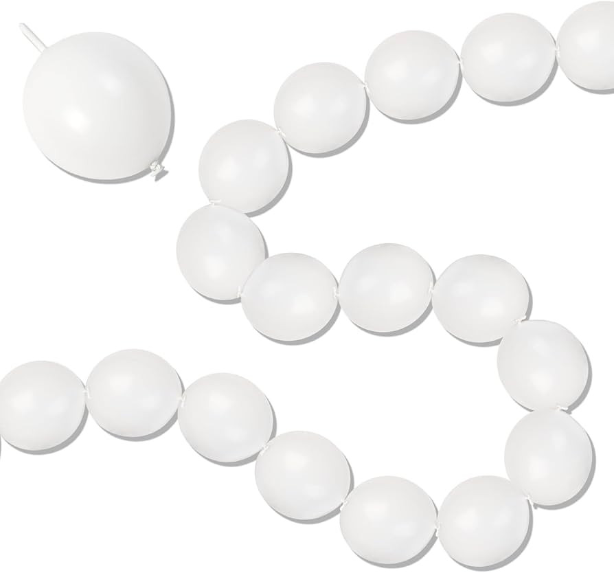 White Link Balloons, 100PCS Linking Balloons with Tail for Making Balloon Wall Arch and Chains, P... | Amazon (US)