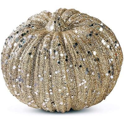 K&K Interiors 40610C 8 Inch Champagne Glitter Pumpkin | Amazon (CA)