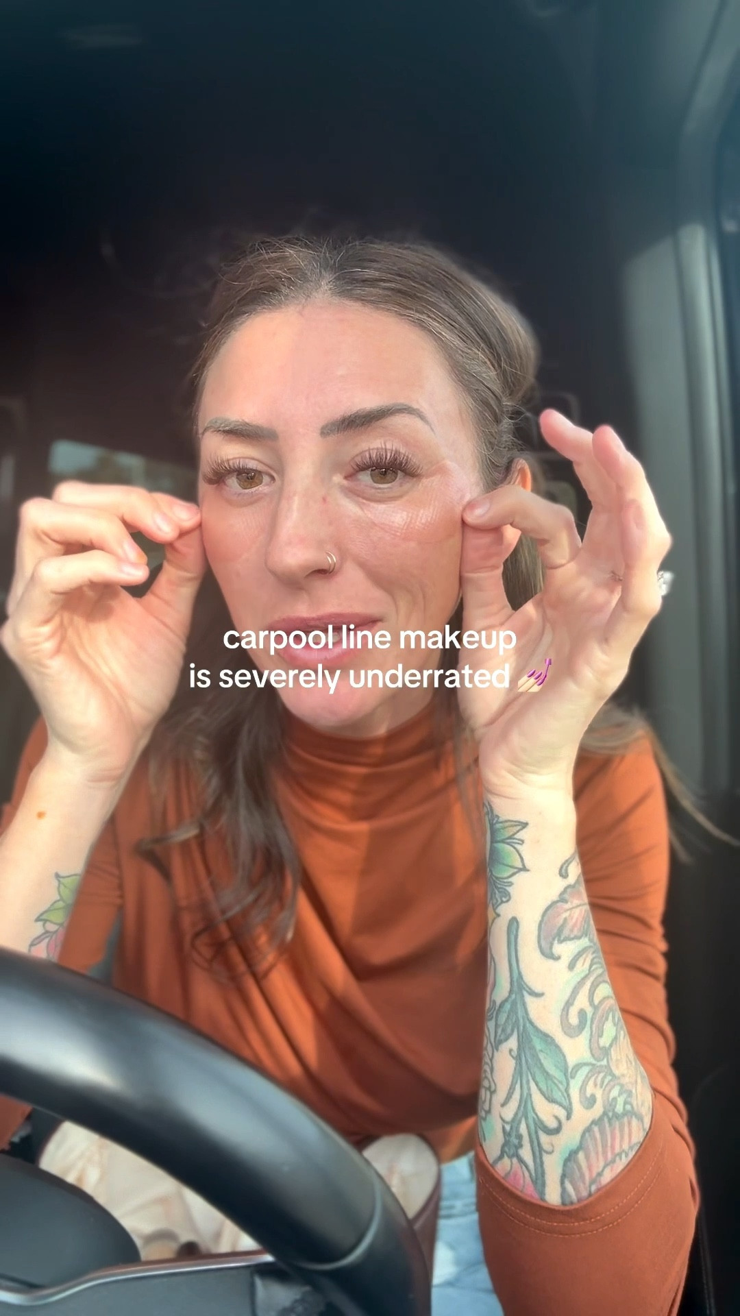 My kids need constant supervision. When my husband is out of town & I need to get ready before taking them to school, I bring my makeup with me to carpool line! You get the good car lighting, everyone is in one place & (mostly) contained, it works like a charm! #grwm #momhack #protip #carpool #momlife 

@Abib Cosmetics
@VEYESBEAUTY
@laneige_us
@Shop MAKE Beauty @tarte cosmetics
@DIBSBEAUTY
@NYX Professional Makeup
@Persona Cosmetics
@Ariana Grande Fragrances

#LTKgrwm #LTKBeauty #LTKootd