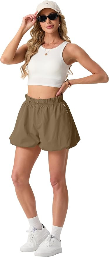 ONLYSTORY Women's High Waisted Bubble Shorts Casual Summer Y2K Balloon Shorts Cute Puffy Beach Fe... | Amazon (US)