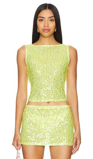 Erin Sequin Top in Lime Green Sequin | Revolve Clothing (Global)