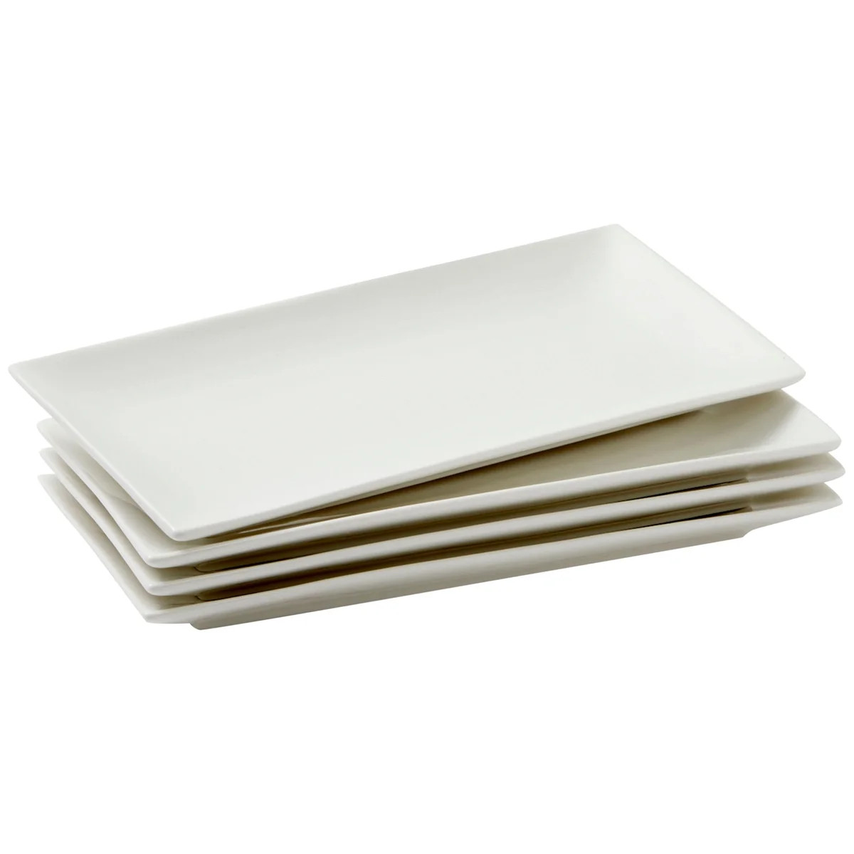 White Ceramic Serving Platter Trays, Set of 4 Rectangular Appetizer Plates (9.5 Inches) | Walmart (US)