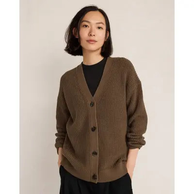 HAVEN Organic Cotton Shaker Stitch Cardigan in Black at Nordstrom, Size Medium | Nordstrom