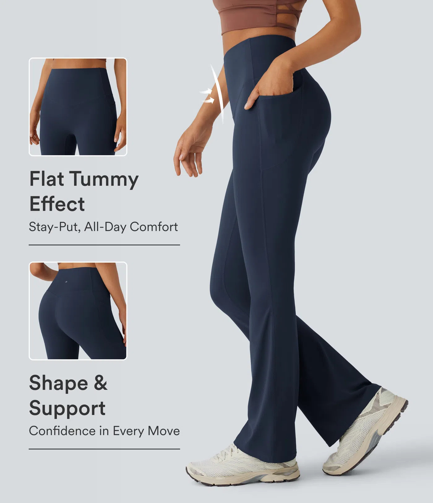 Halara UltraSculpt™ High Waisted Tummy Control Pocket Shaping Yoga Bootcut Leggings | HALARA