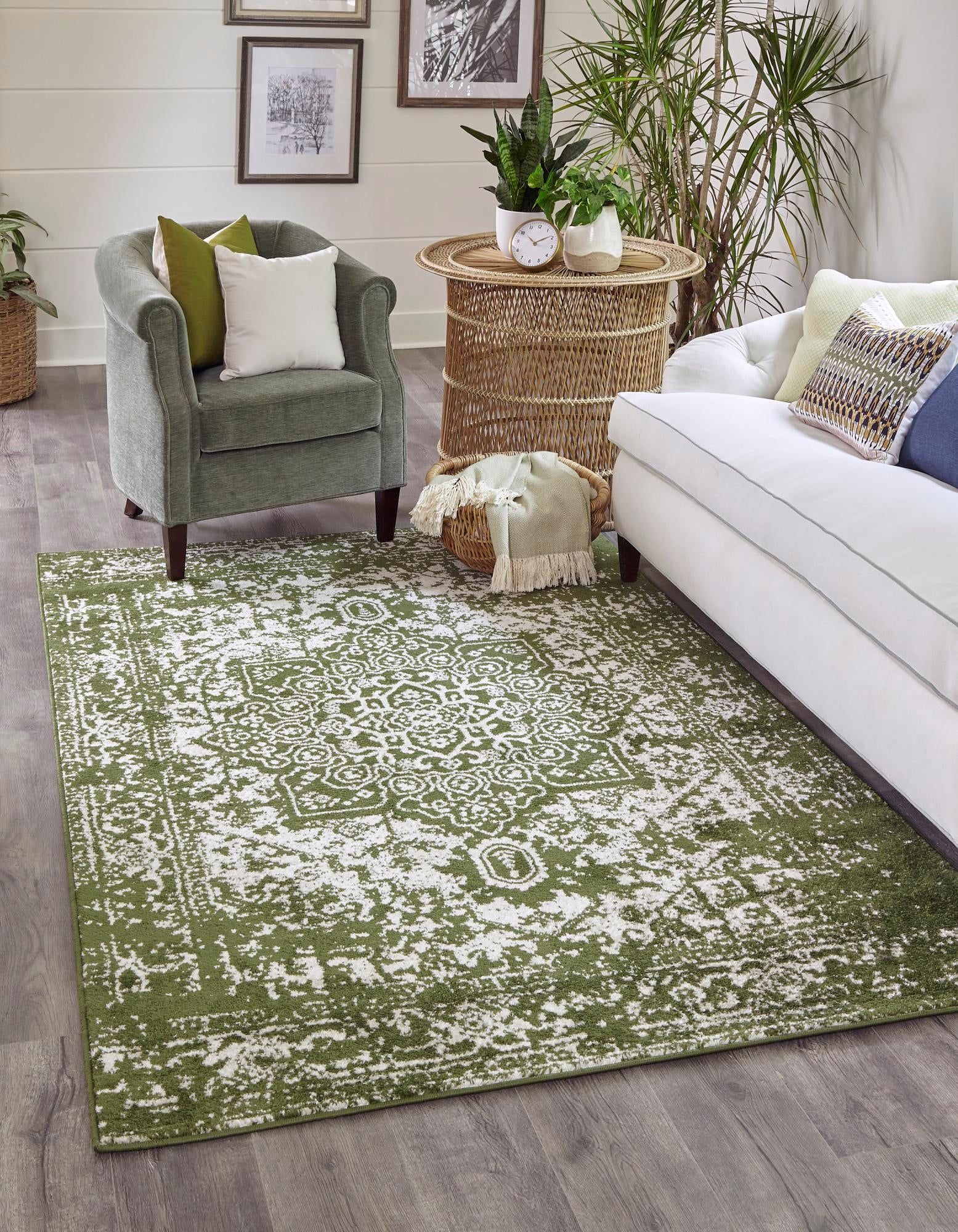 Rugs.com Arlington Collection Rug – 7' x 10' Green Medium-Pile Rug Perfect For Living Rooms, La... | Walmart (US)