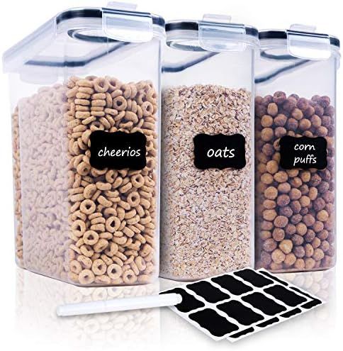 Cereal Container Storage Set - 3 Piece Airtight Plastic Cereal Containers(135.2oz), BPA Free Larg... | Amazon (US)