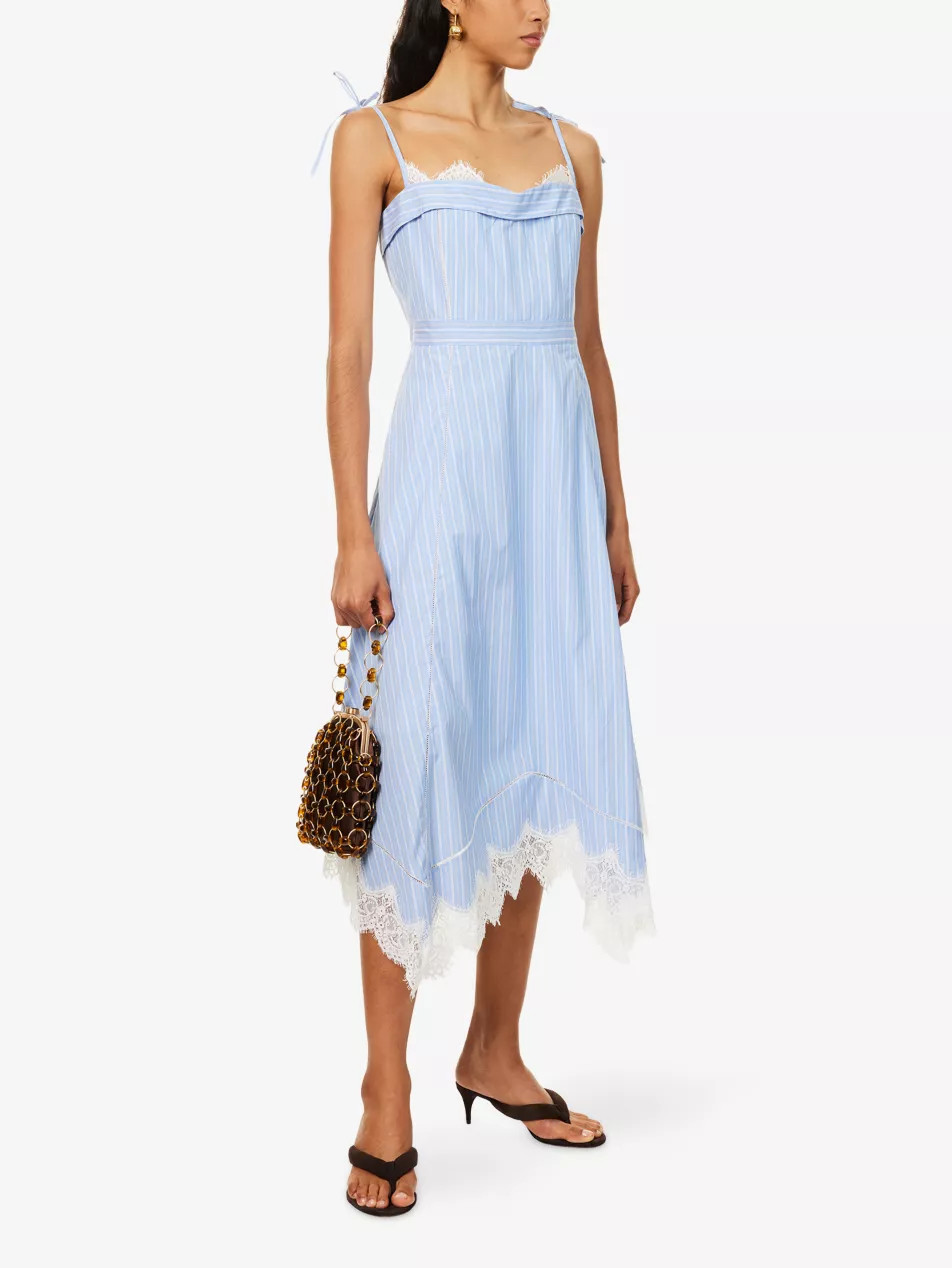 SIMKHAI - Avaleigh Lace-Trims Cotton Midi Dress | Selfridges.com | Selfridges