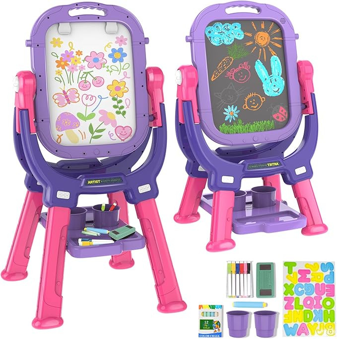Easel for Kids, Toddler Art Easel Adjustable Standing, Magnetic Double Sided Easel with Painting ... | Amazon (US)