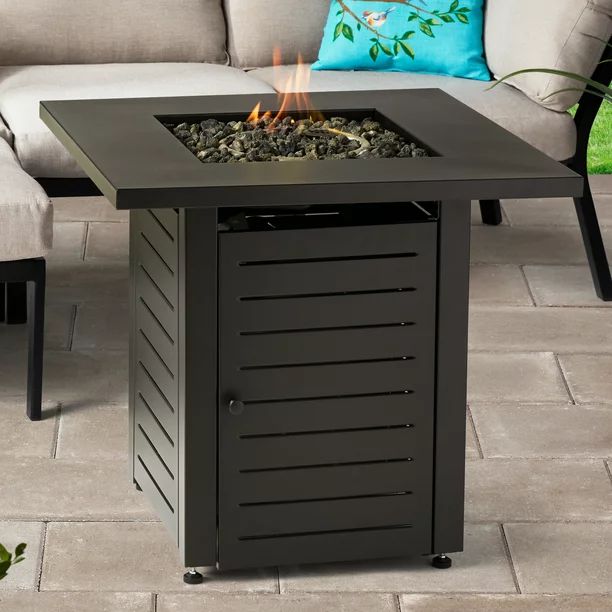 MainstaysMainstays 28" Square 50000 BTU Propane Gas Fire Pit Table with Lava Rocks, Metal Lid and... | Walmart (US)