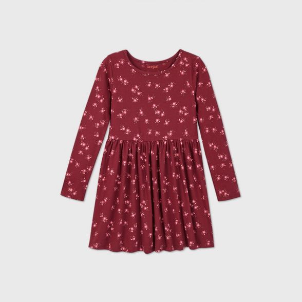 Girls' Long Sleeve Printed Knit Dress - Cat & Jack™ | Target