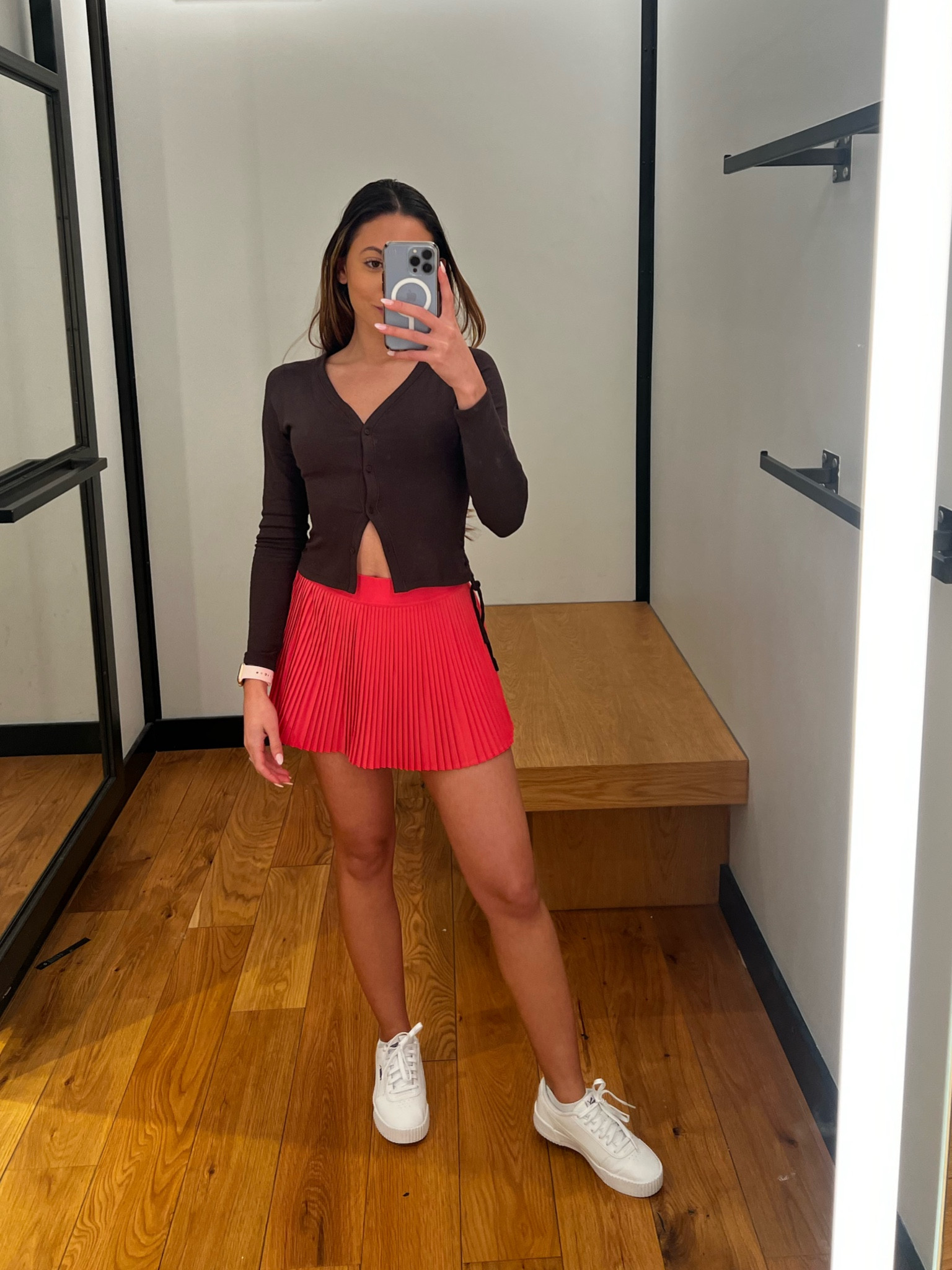 Cardigan from Lulu is on sale! Wearing a 2 in the top and size 4 in the skirt! 

#LTKfindsunder100 #LTKsalealert #LTKSeasonal