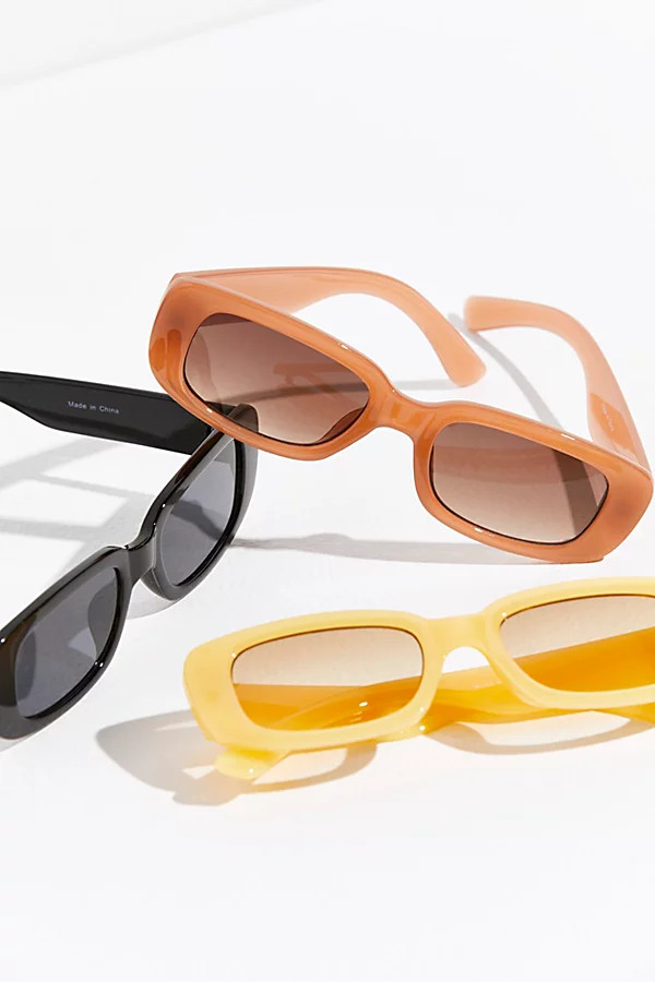 New Sensation Rectangle Sunglasses by Free People, Peach, One Size | Free People (Global - UK&FR Excluded)