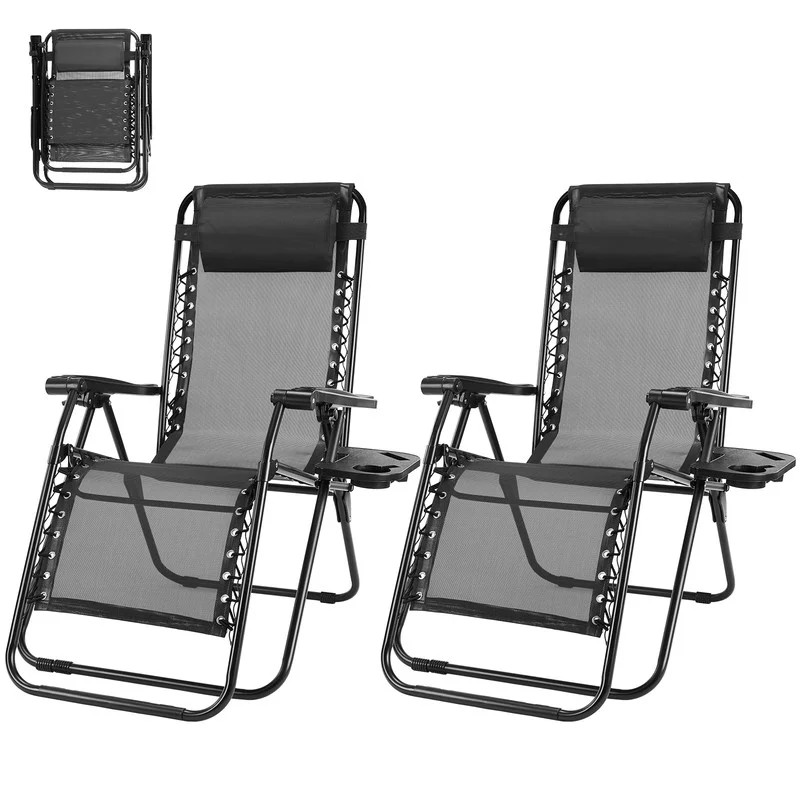 Gianna Zero Gravity Chairs, Set of 2 Portable Recliner Beach Camping Patio Outdoor Folding Lounge... | Walmart (US)