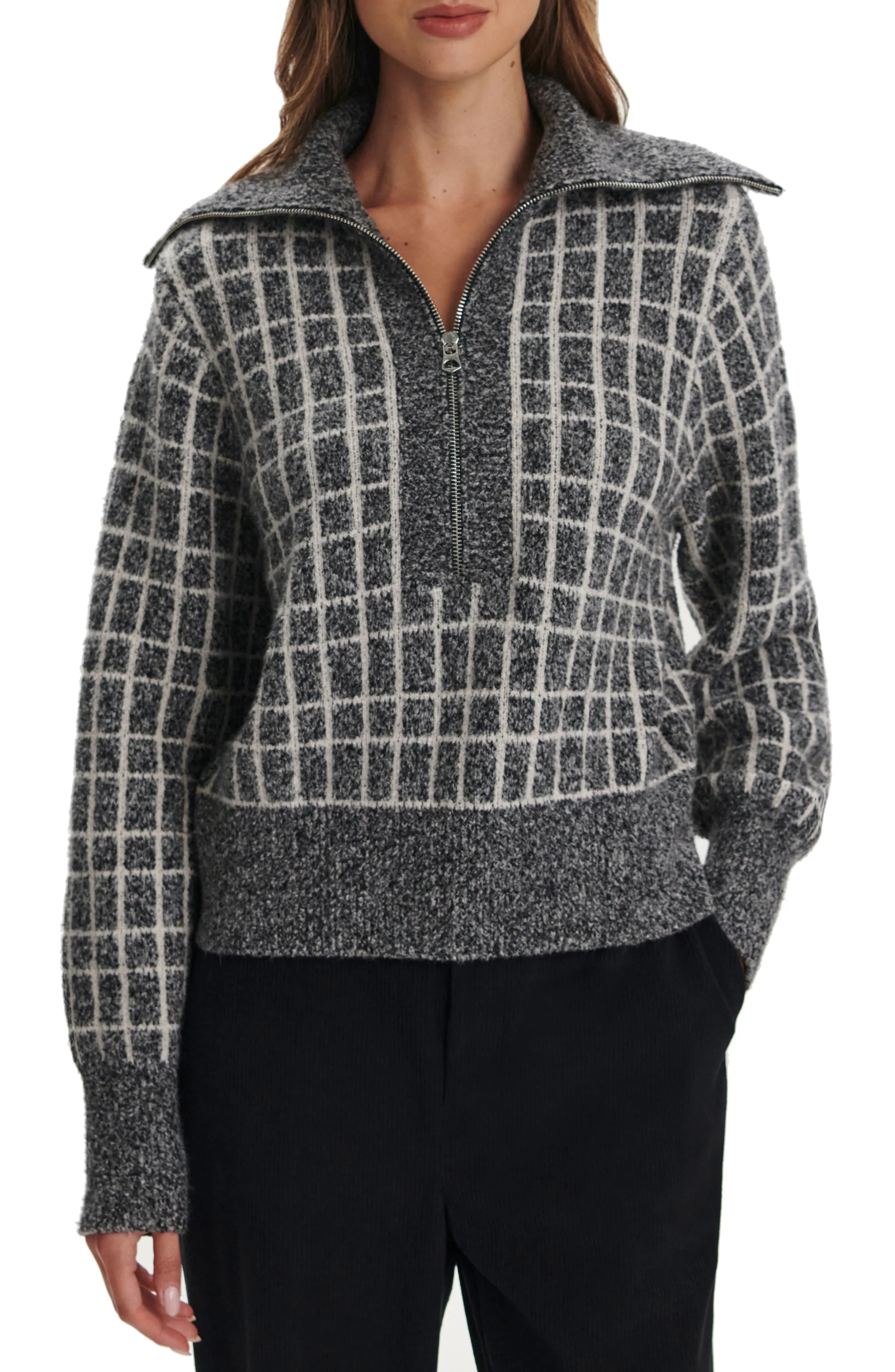 Furley Check Boucl\u00e9 Half Zip (Women) | Nordstrom | Nordstrom