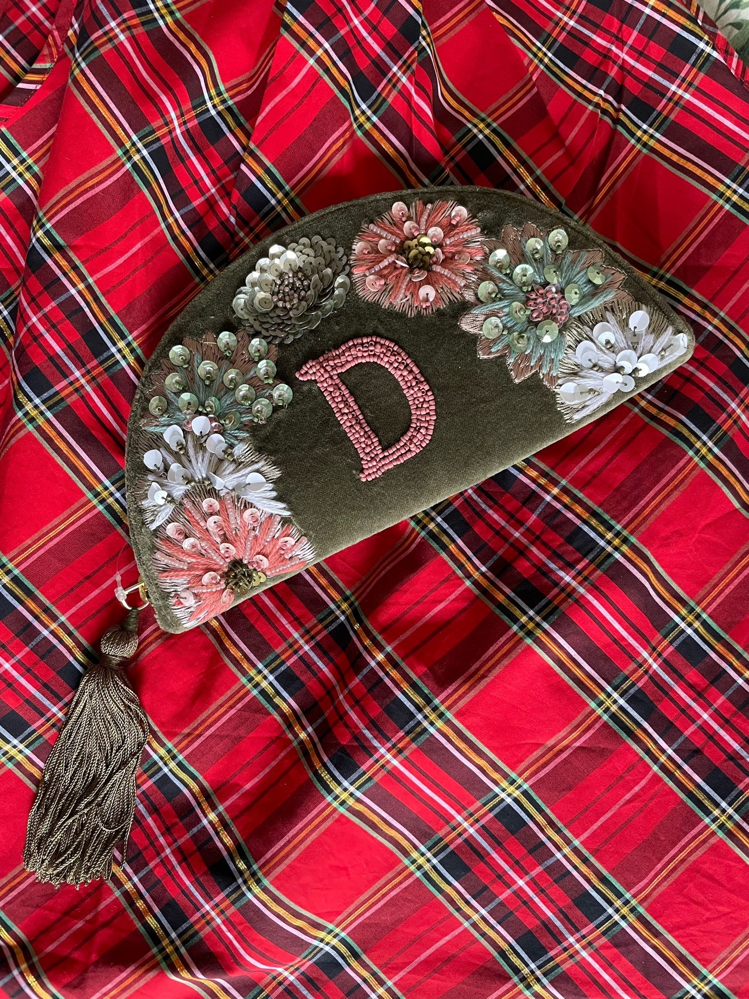 Monogram beaded clutch  