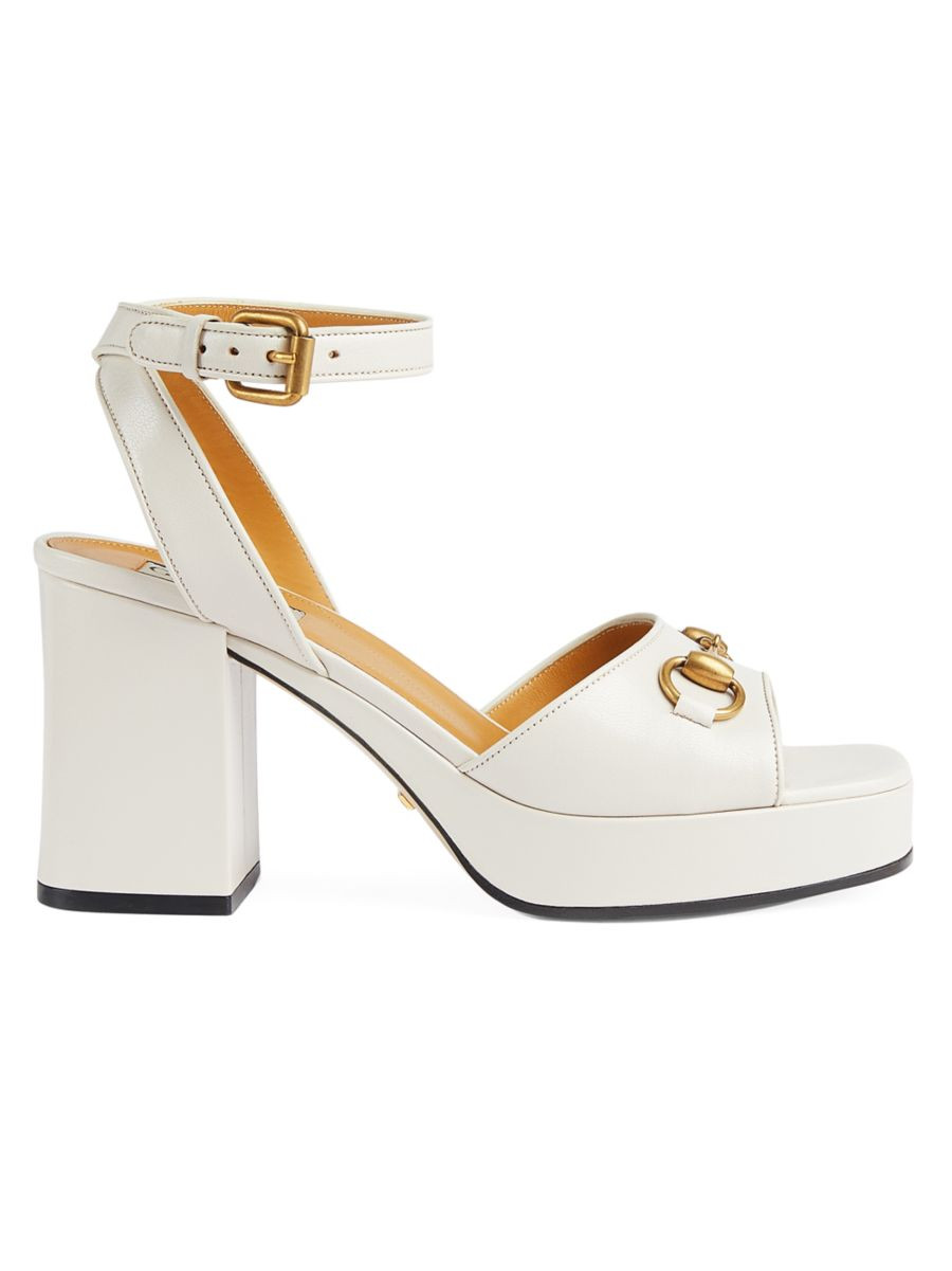 Lady Horsebit 88MM Leather Platform Sandals | Saks Fifth Avenue