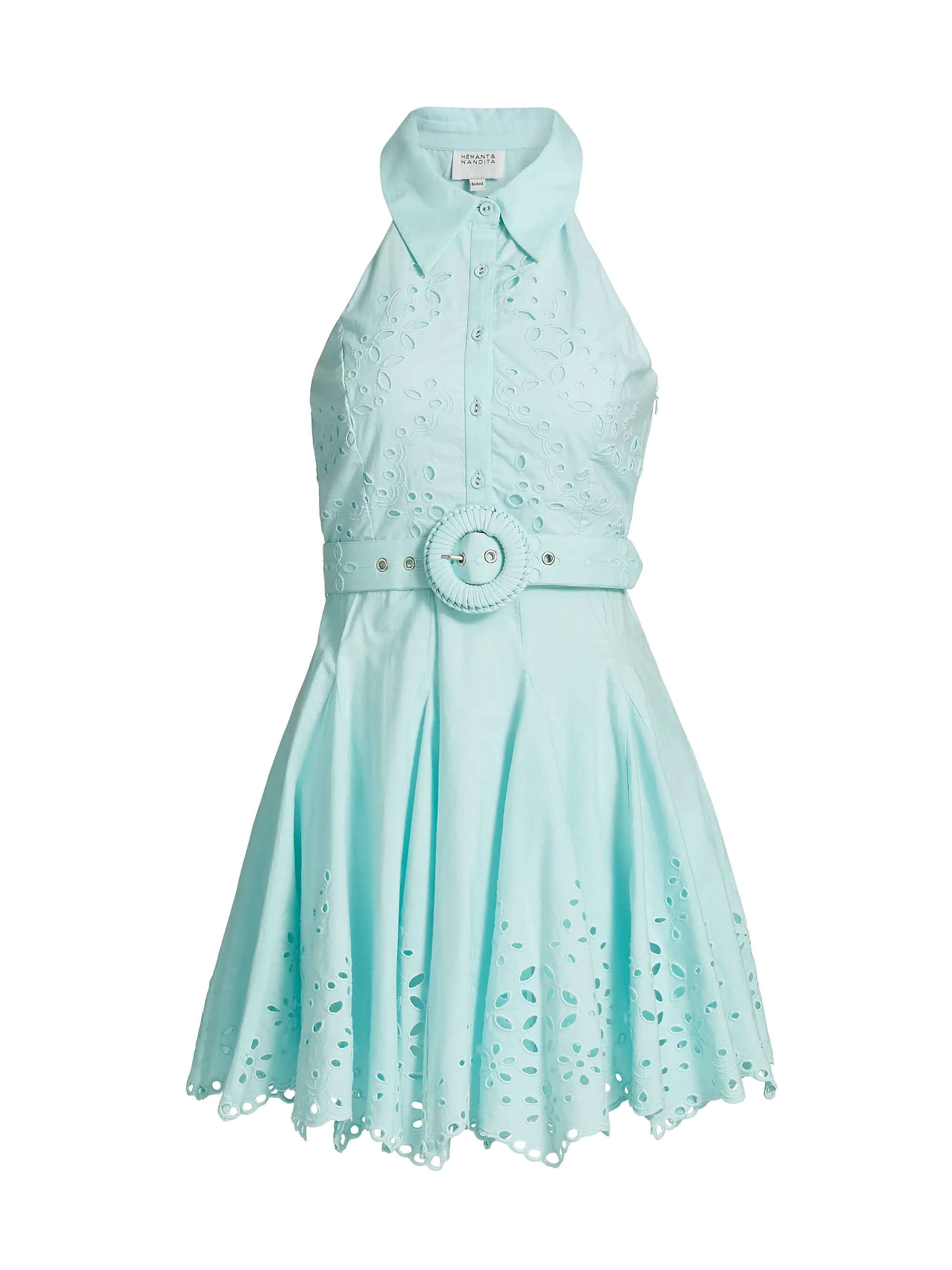 Adya Eyelet Cotton Belted Minidress | Saks Fifth Avenue