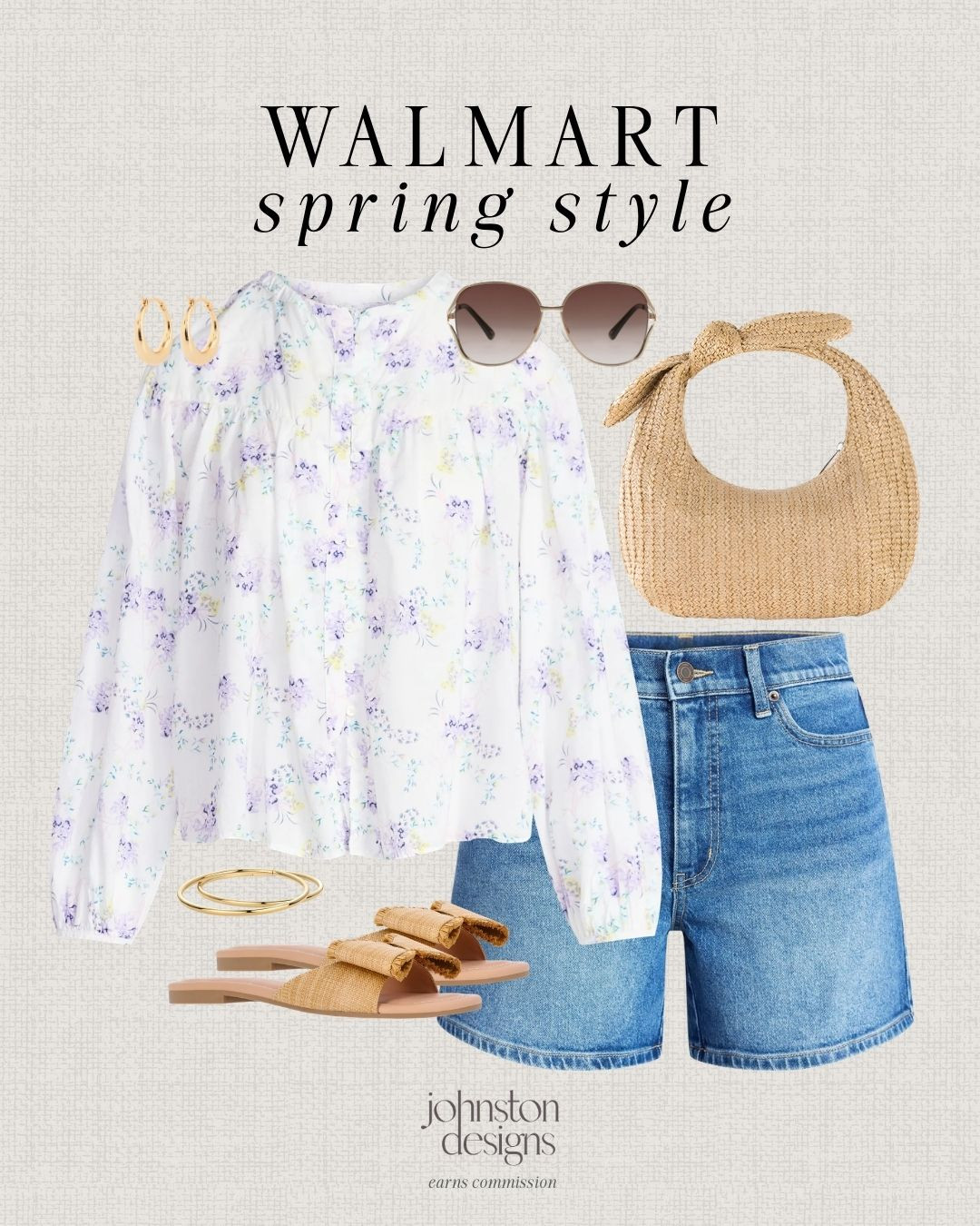 Effortless spring style with soft florals, denim and woven textures for an easy everyday outfit. 🤍

Walmart spring outfit, floral blouse outfit, denim shorts outfit women, casual spring outfit, affordable spring fashion, walmart fashion finds, woven bag outfit, neutral spring style, everyday outfit ideas, spring capsule wardrobe, coastal outfit women, casual chic outfit, spring outfits women 2026, walmart clothing haul, feminine casual outfit 

 #LTKootd